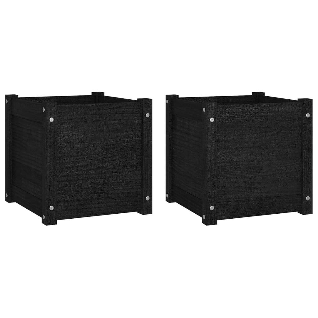 VidaXL Plantenbakken 2 st 40x40x40 cm massief groenenhout zwart
