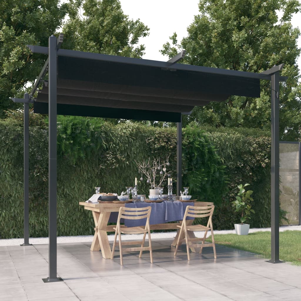 Vidaxl tuinprieel met uittrekbaar dak 3x3m antracietkleurig