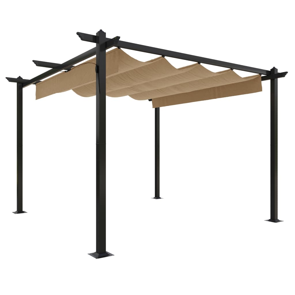 Vidaxl tuinprieel met uittrekbaar dak 3x3m taupe