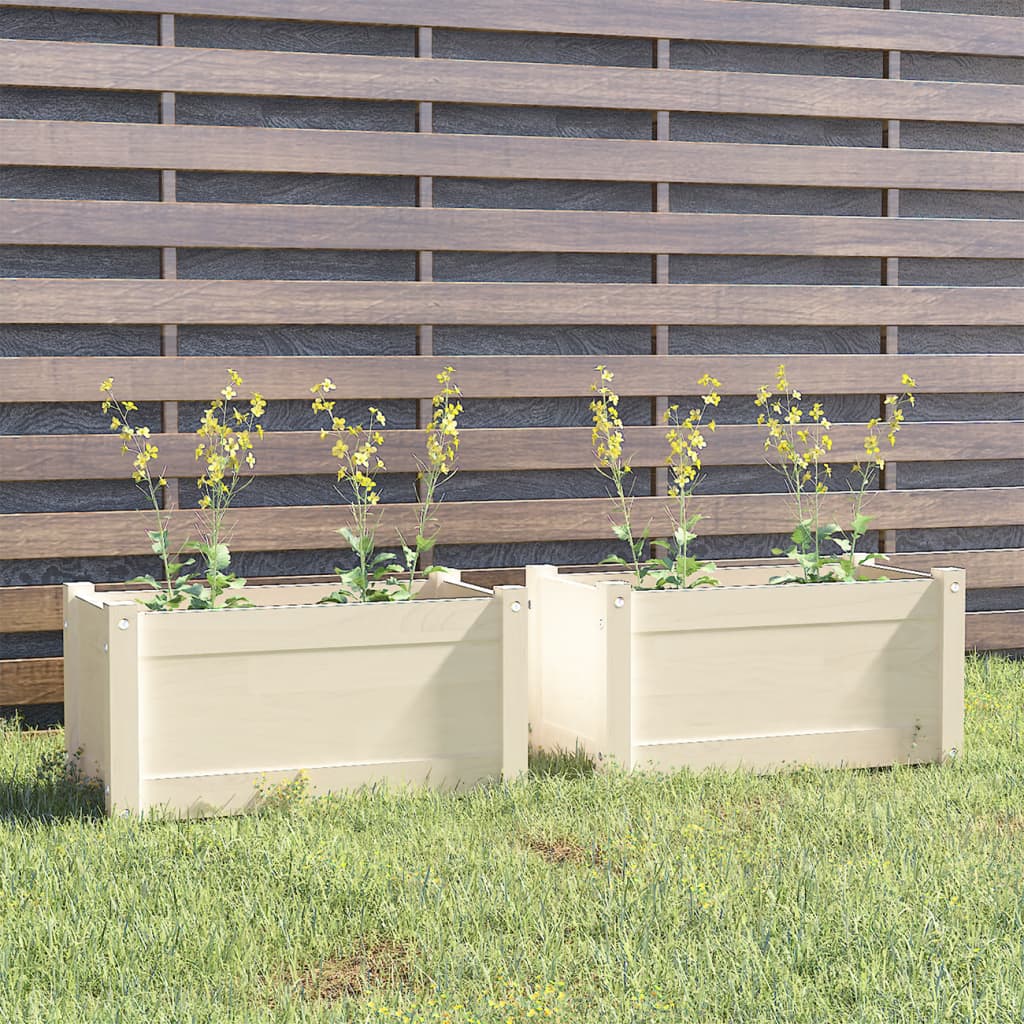 Vidaxl plantenbakken 2 st 60x31x31 cm massief groenhout wit