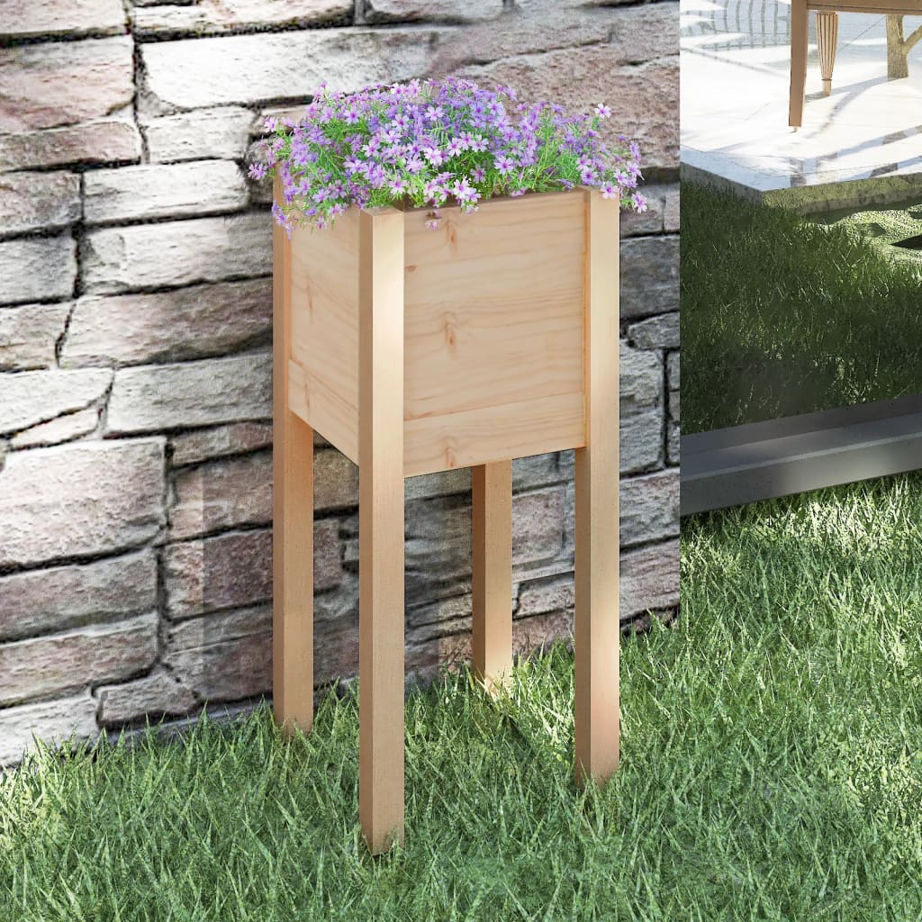 Vidaxl plantenbak 31x31x70 cm massief groenhout