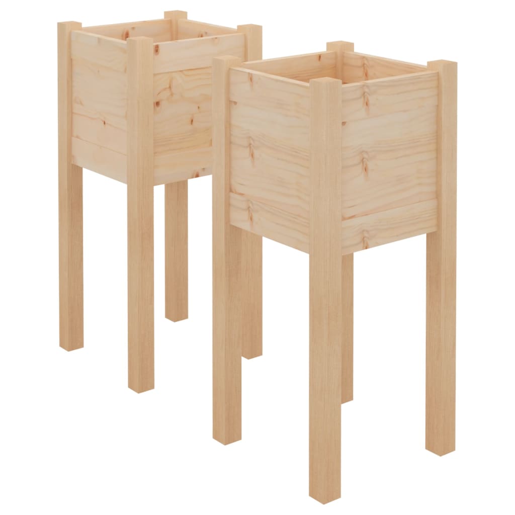 Vidaxl plantenbakken 2 st 31x31x70 cm massief groenhout