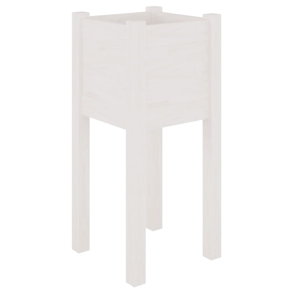 Vidaxl plantenbak 31x31x70 cm massief groenhout wit