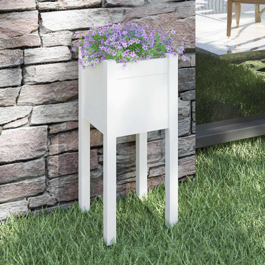 Vidaxl plantenbak 31x31x70 cm massief groenhout wit