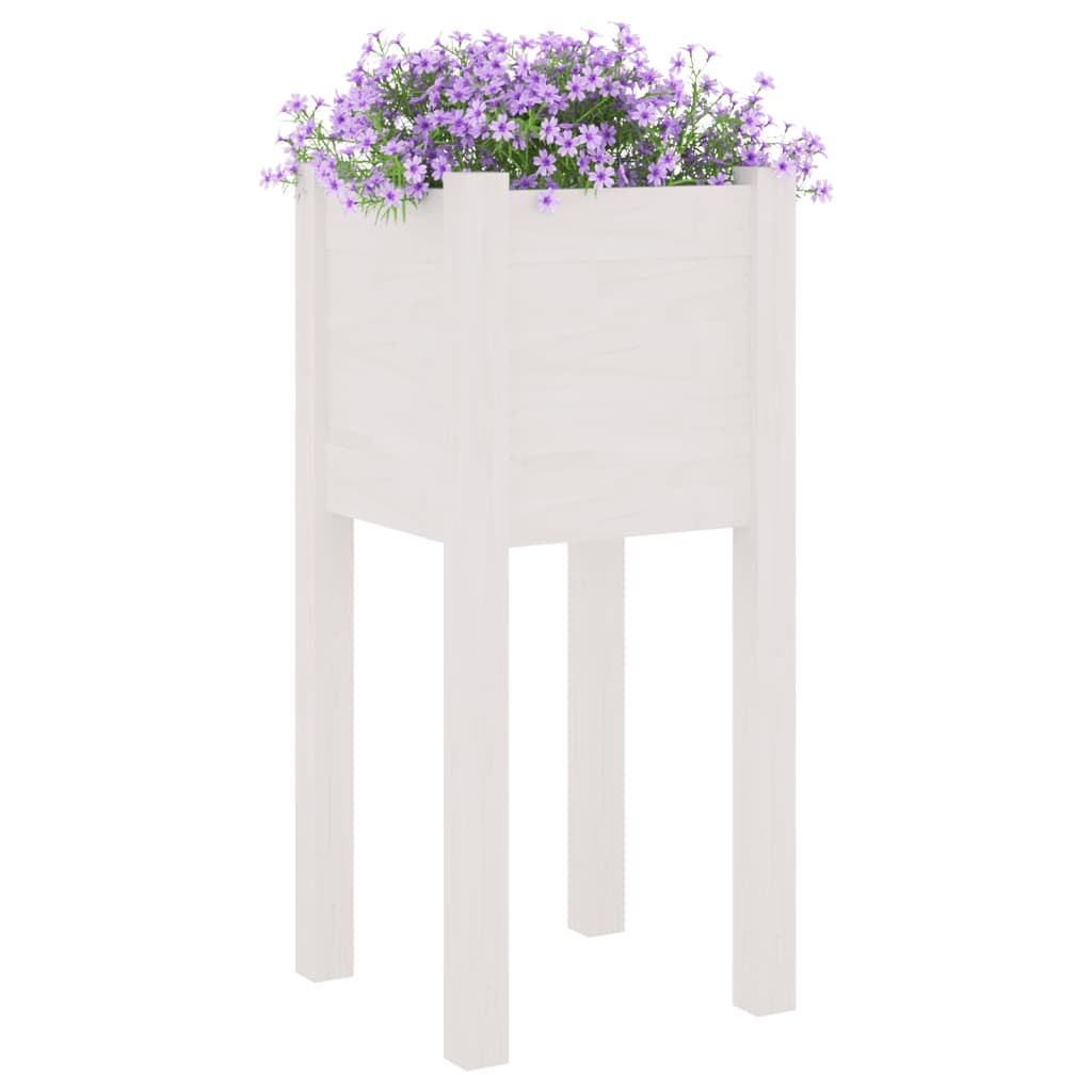 Vidaxl plantenbakken 2 st 31x31x70 cm massief groenhout wit