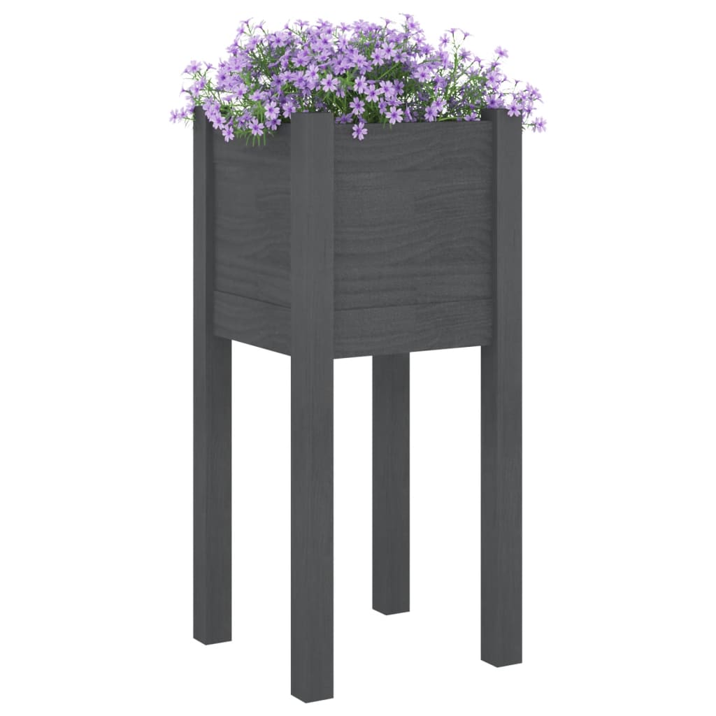 Vidaxl plantenbak 31x31x70 cm massief groenenhout grijs
