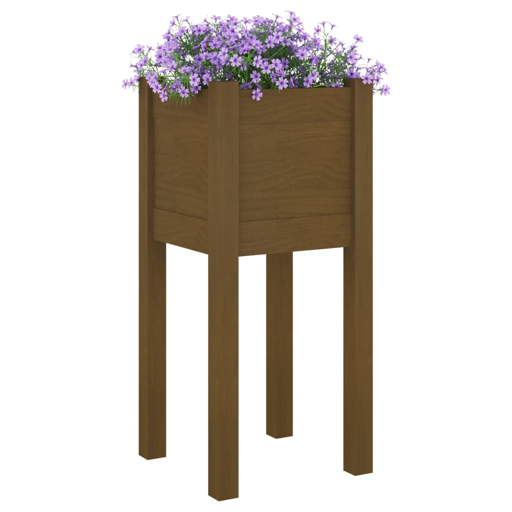 Vidaxl plantenbakken 2 st 31x31x70 cm massief groenhout honingbruin