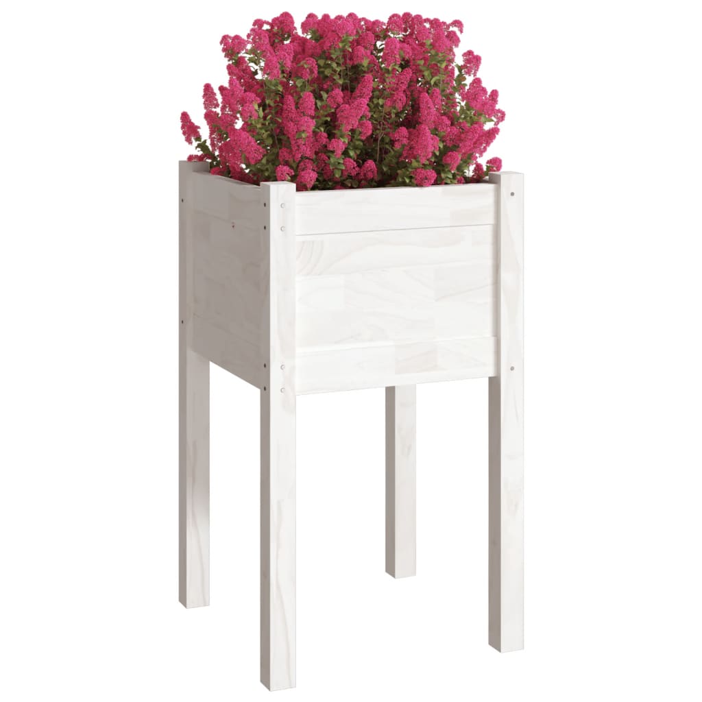 Vidaxl plantenbak 40x40x70 cm massief groenhout wit