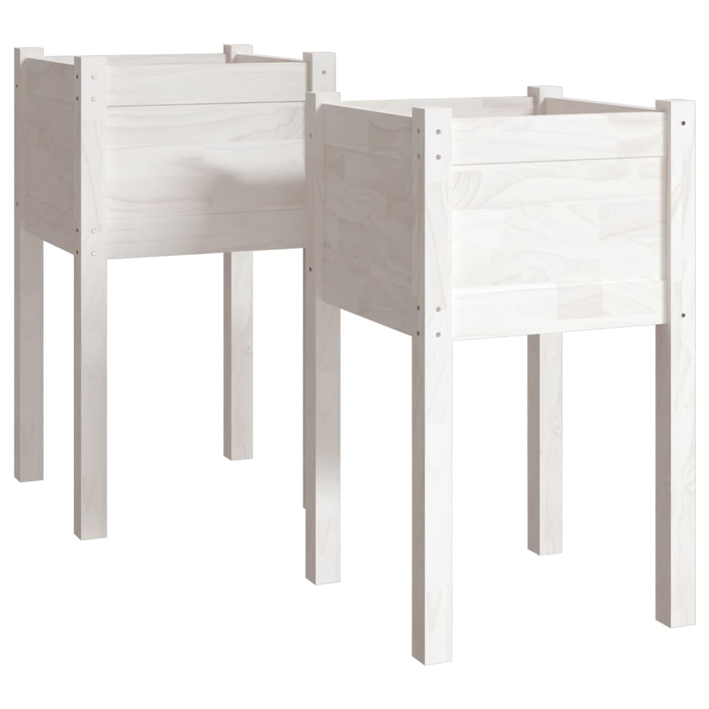 Vidaxl plantenbakken 2 st 40x40x70 cm massief groenhout wit