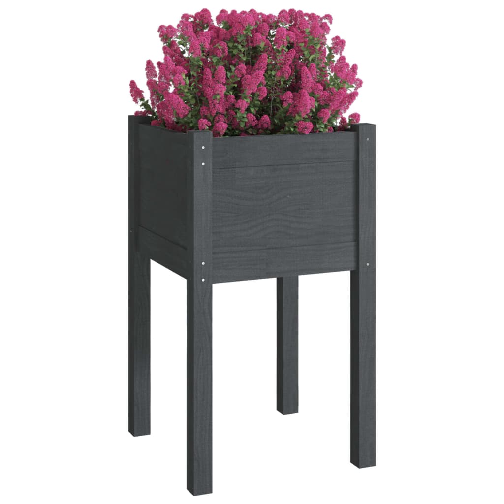 Vidaxl plantenbak 40x40x70 cm massief groenenhout grijs