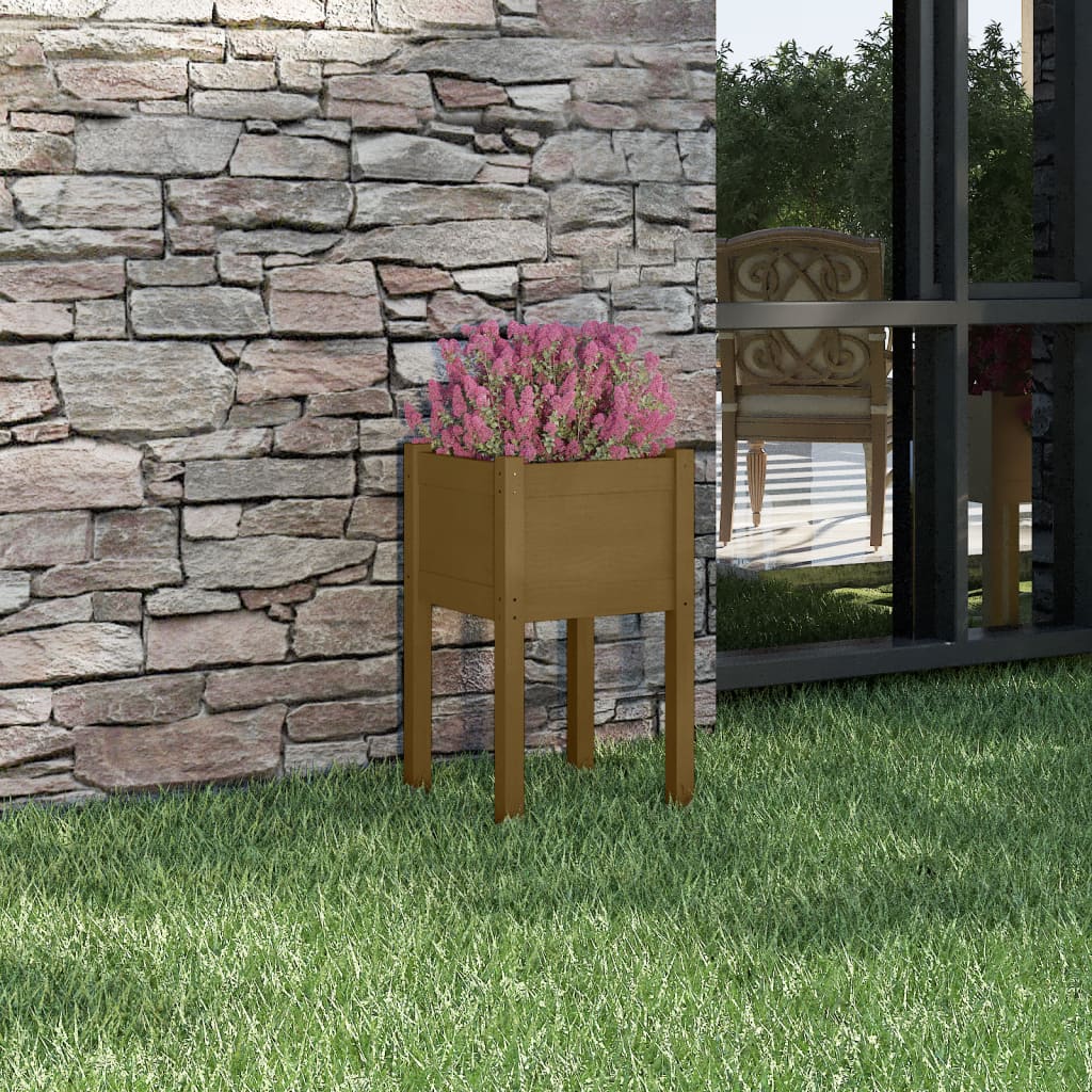 Vidaxl plantenbak 40x40x70 cm massief groenhout honingbruin