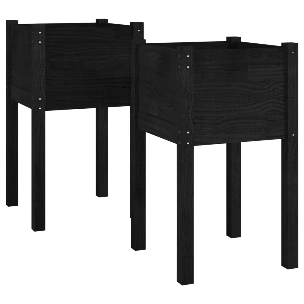 Vidaxl plantenbakken 2 st 40x40x70 cm massief groenenhout zwart