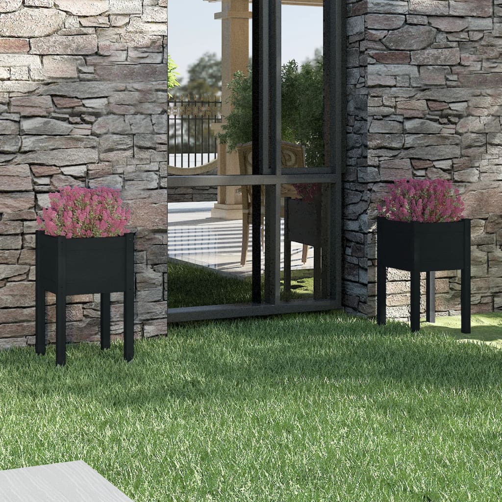 Vidaxl plantenbakken 2 st 40x40x70 cm massief groenenhout zwart