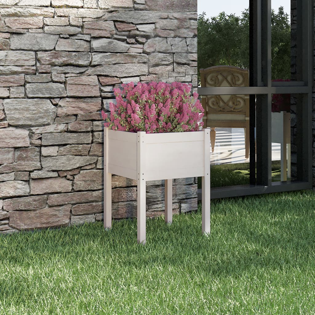 Vidaxl plantenbak 50x50x70 cm massief groenhout wit
