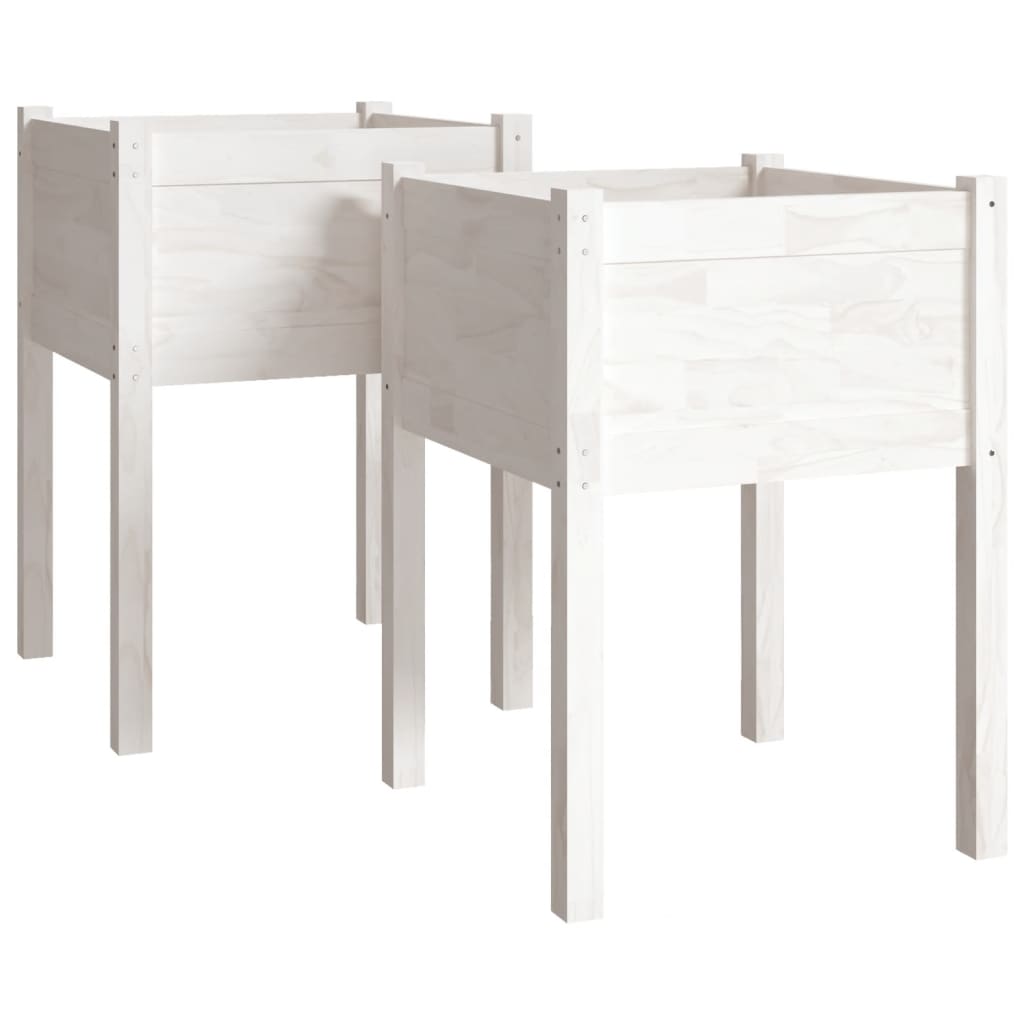 Vidaxl plantenbakken 2 st 50x50x70 cm massief groenhout wit