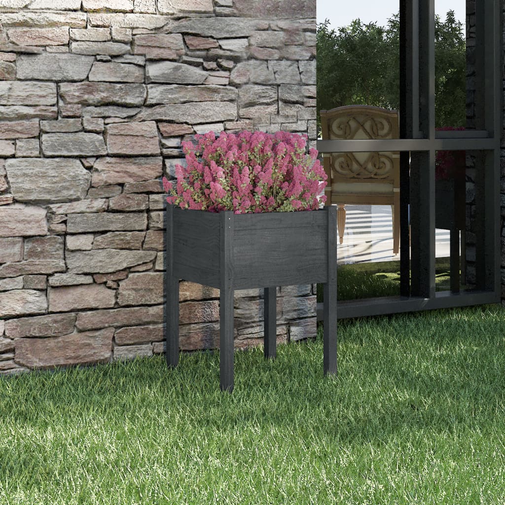 Vidaxl plantenbak 50x50x70 cm massief groenenhout grijs