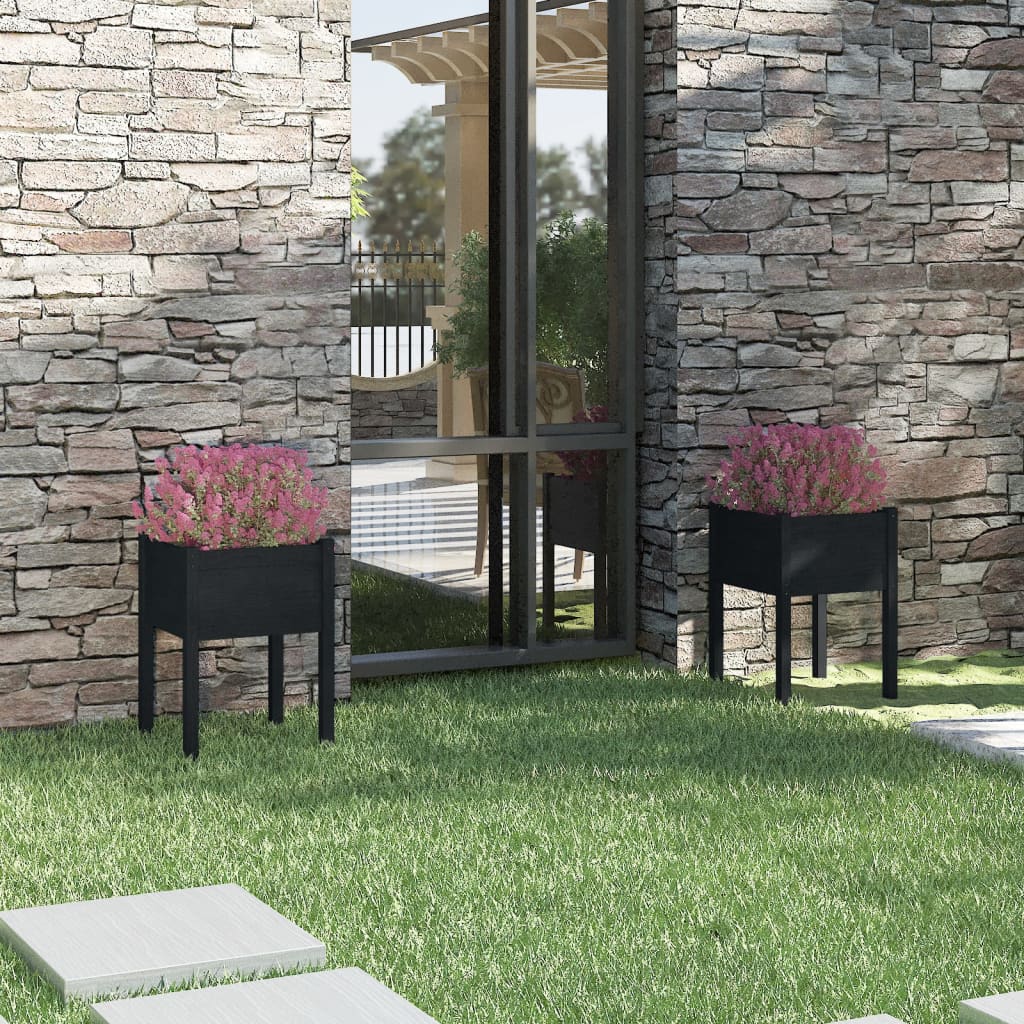 Vidaxl plantenbakken 2 st 50x50x70 cm massief groenenhout zwart