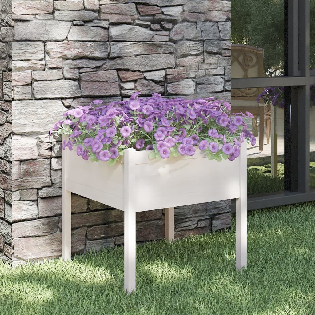 Vidaxl plantenbak 70x70x70 cm massief groenhout wit