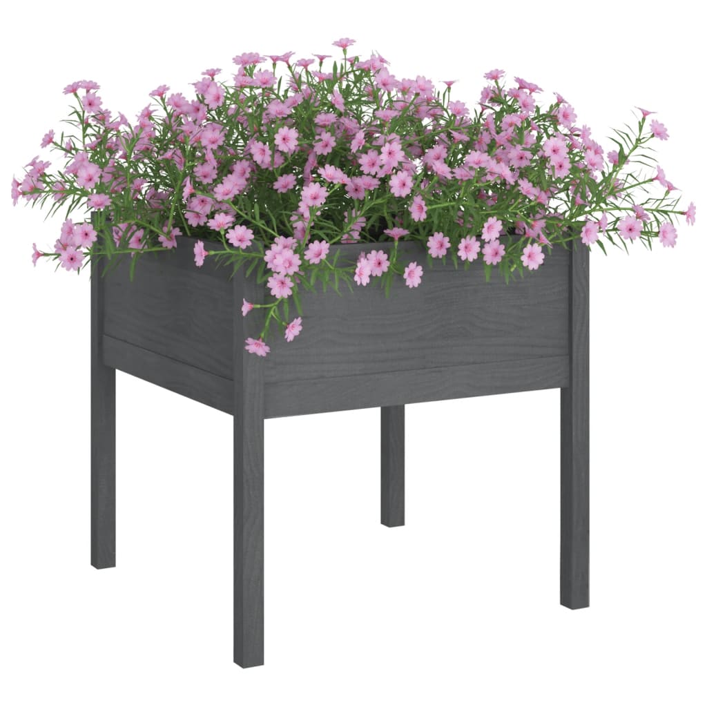 Vidaxl plantenbak 70x70x70 cm massief groenenhout grijs