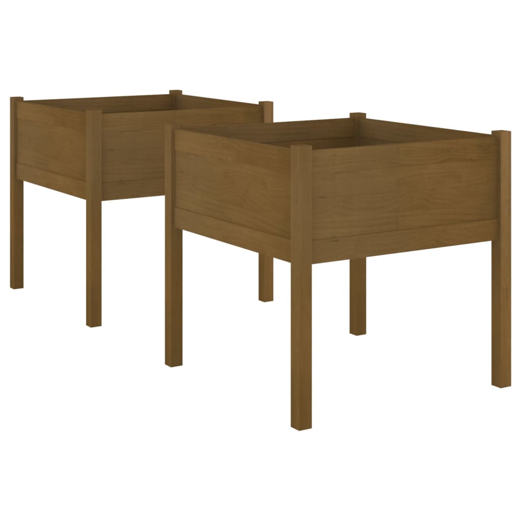 Vidaxl plantenbakken 2 st 70x70x70 cm massief groenhout honingbruin