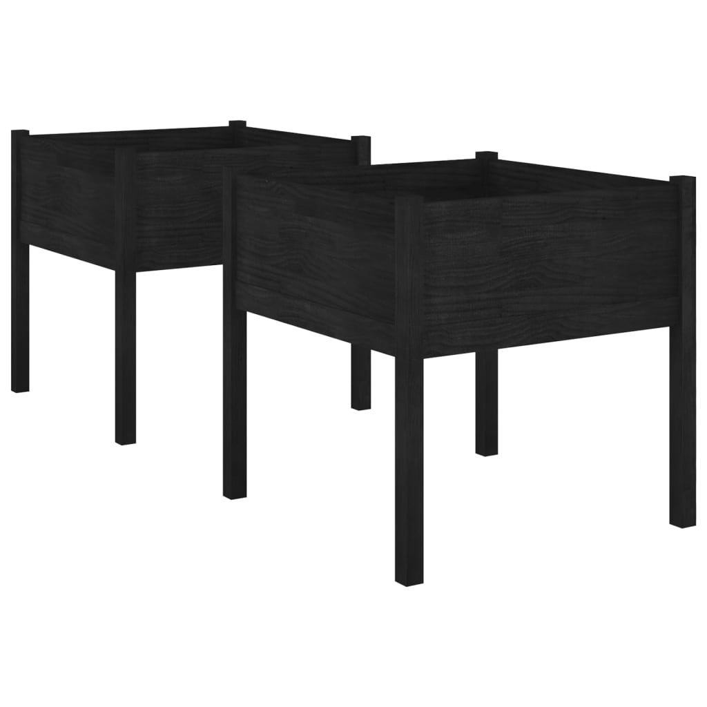 Vidaxl plantenbakken 2 st 70x70x70 cm massief groenenhout zwart