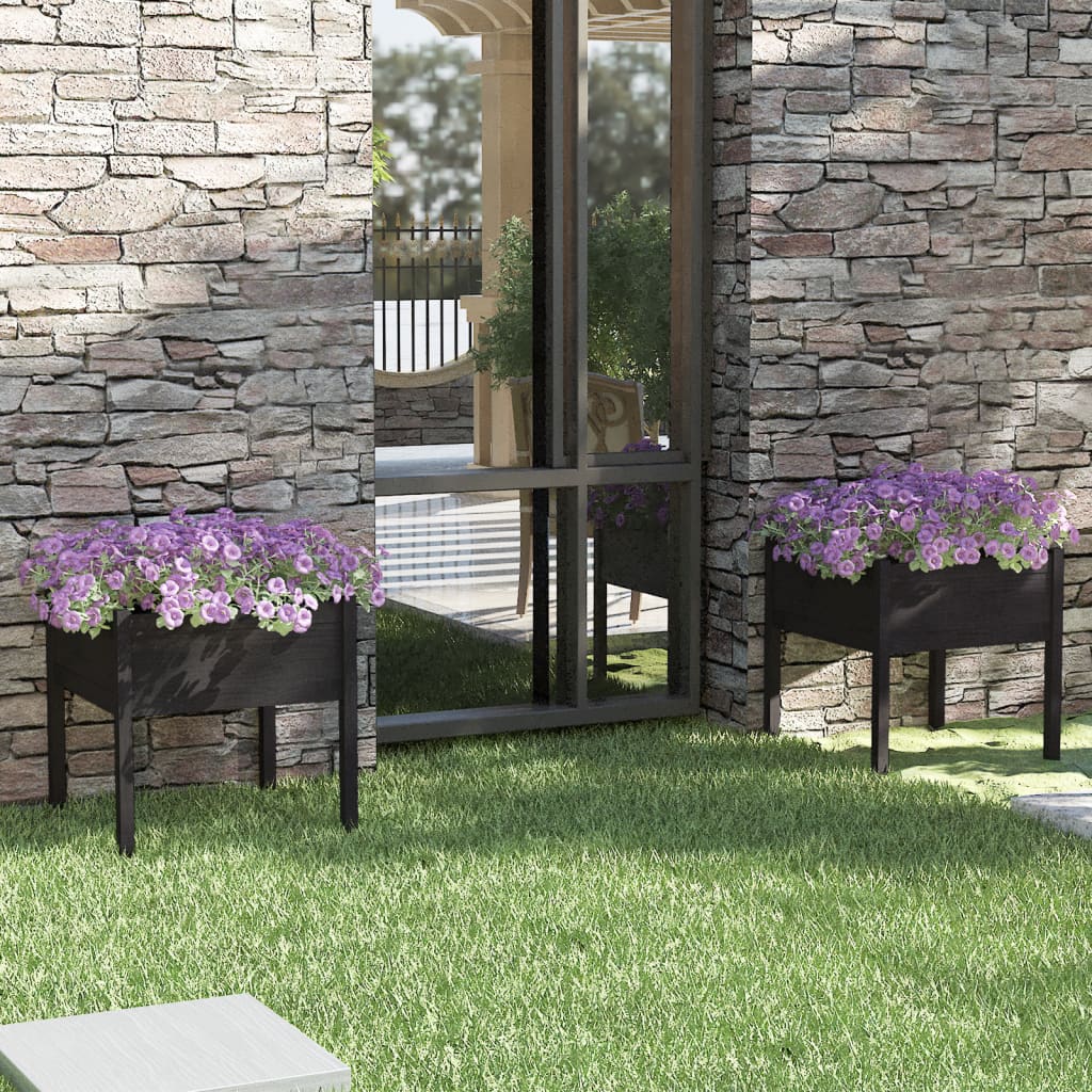 Vidaxl plantenbakken 2 st 70x70x70 cm massief groenenhout zwart