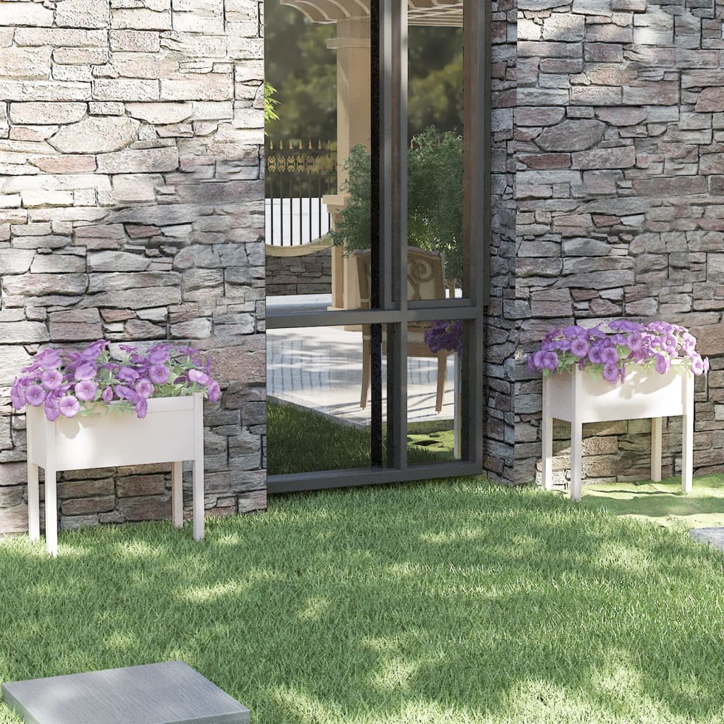Vidaxl plantenbakken 2 st 70x31x70 cm massief groenhout wit