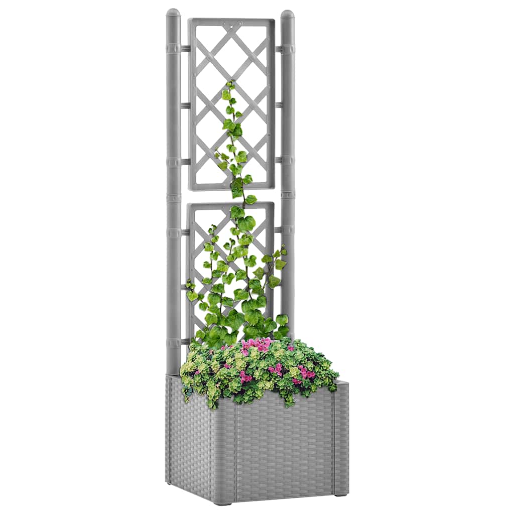Vidaxl plantenbak verlicht met latwerk en zelfbewateringssysteem grijs