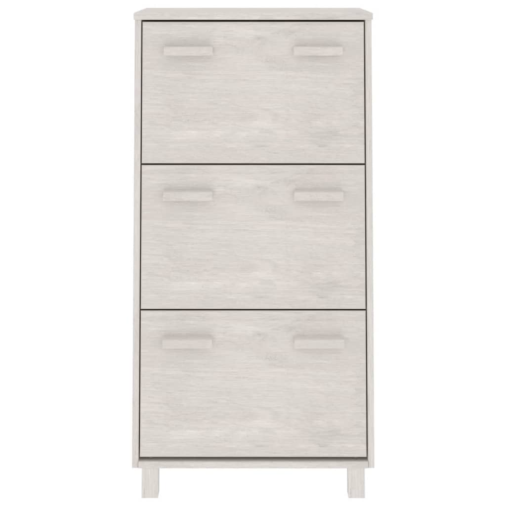 Vidaxl schoenenkast hamar 59,5x35x117 cm massief groenhout wit