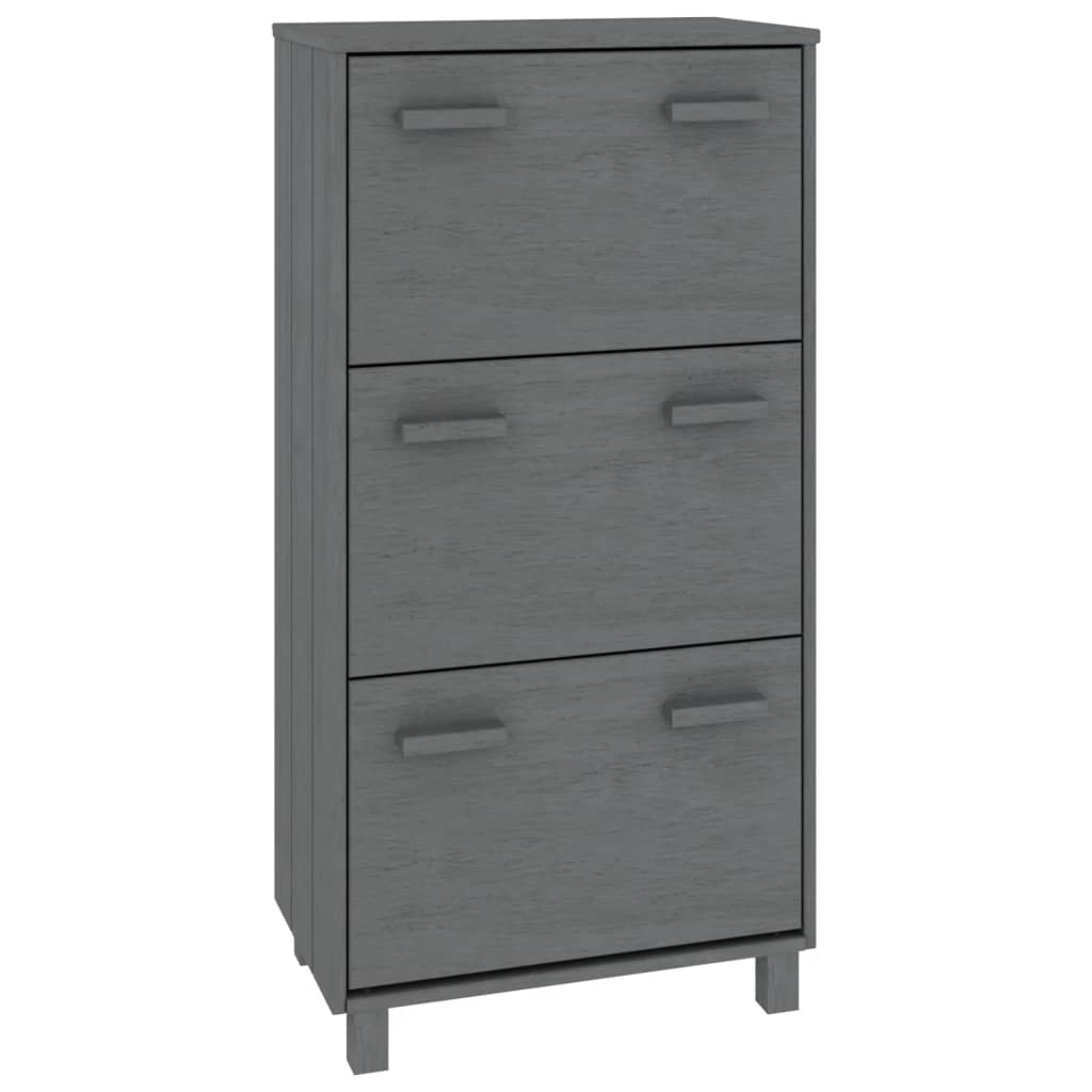 Vidaxl schoenenkast hamar 59,5x35x117 cm groenhout donkergrijs