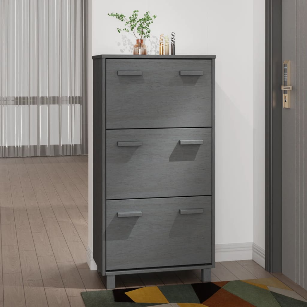 Vidaxl schoenenkast hamar 59,5x35x117 cm groenhout donkergrijs