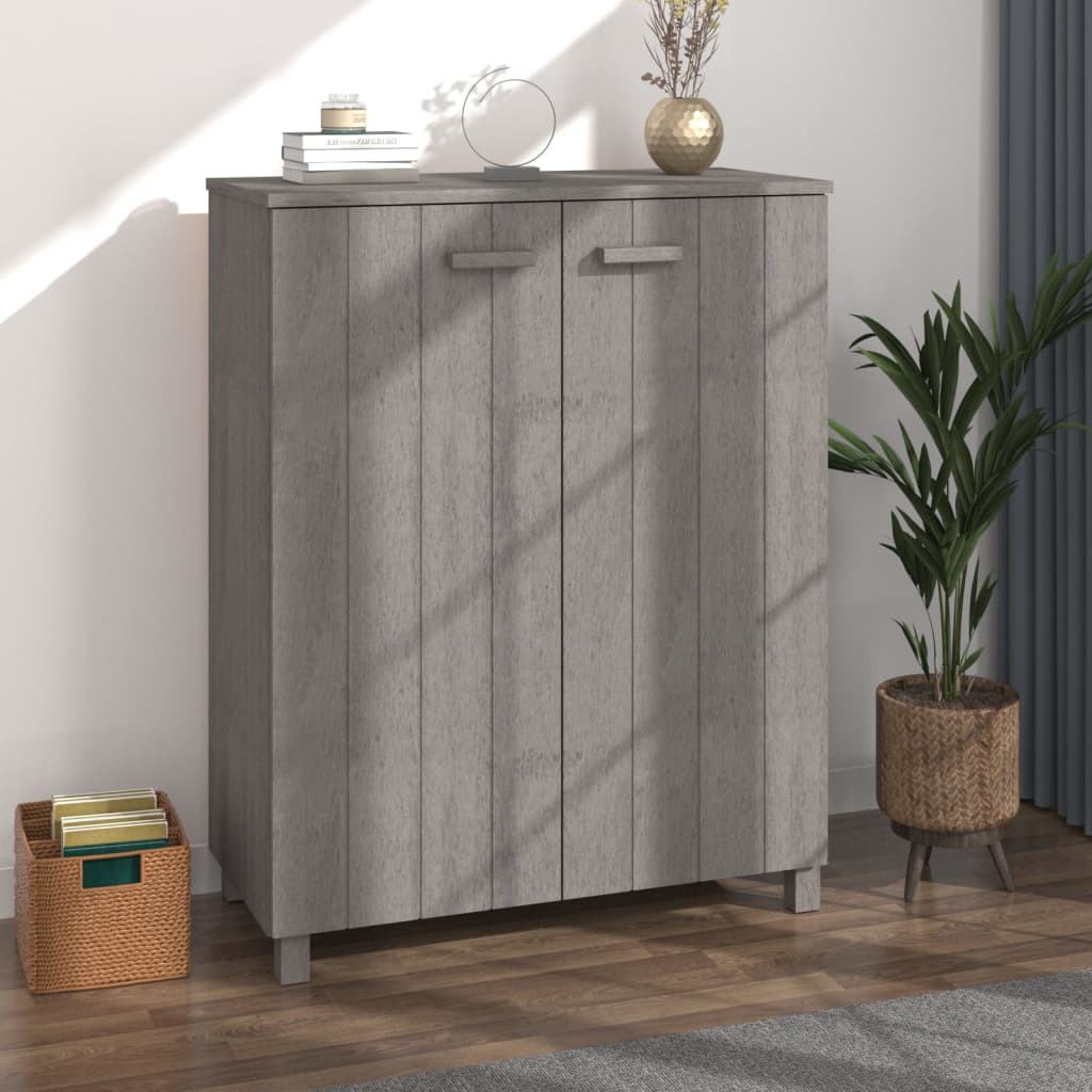 Vidaxl schoenenkast hamar 85x40x108 cm massief groenhout lichtgrijs