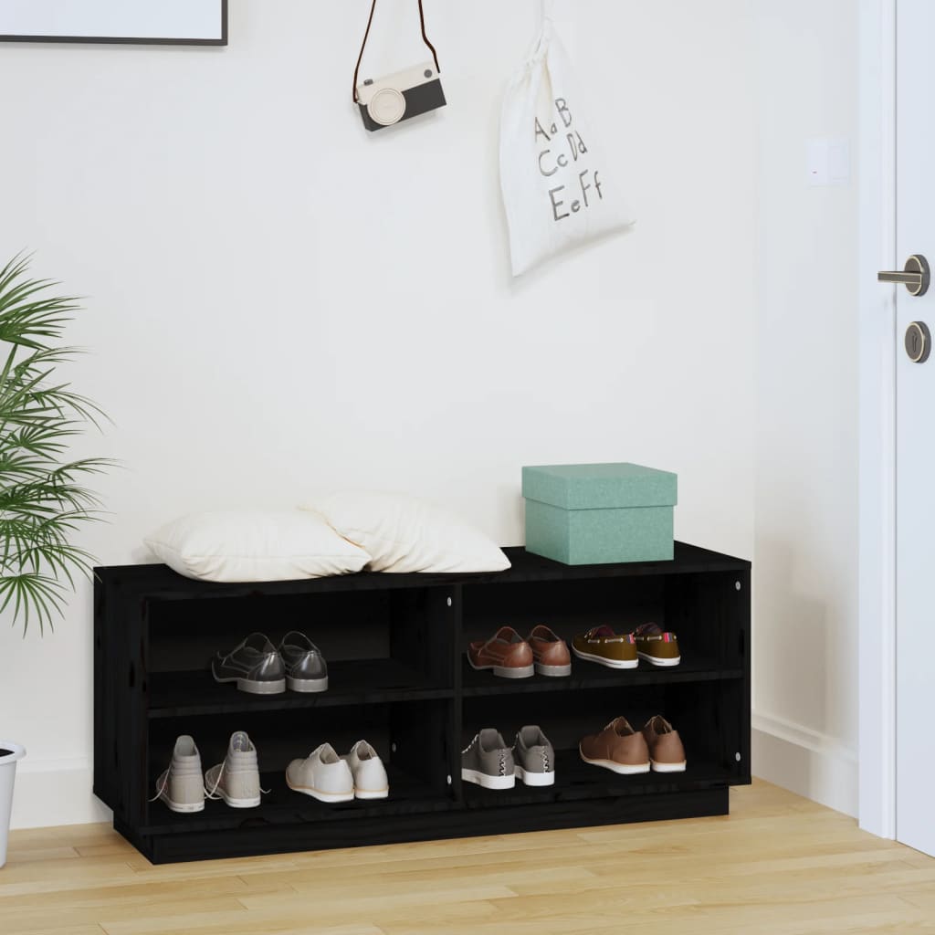 Vidaxl schoenenkast 110x34x45 cm massief groenenhout zwart