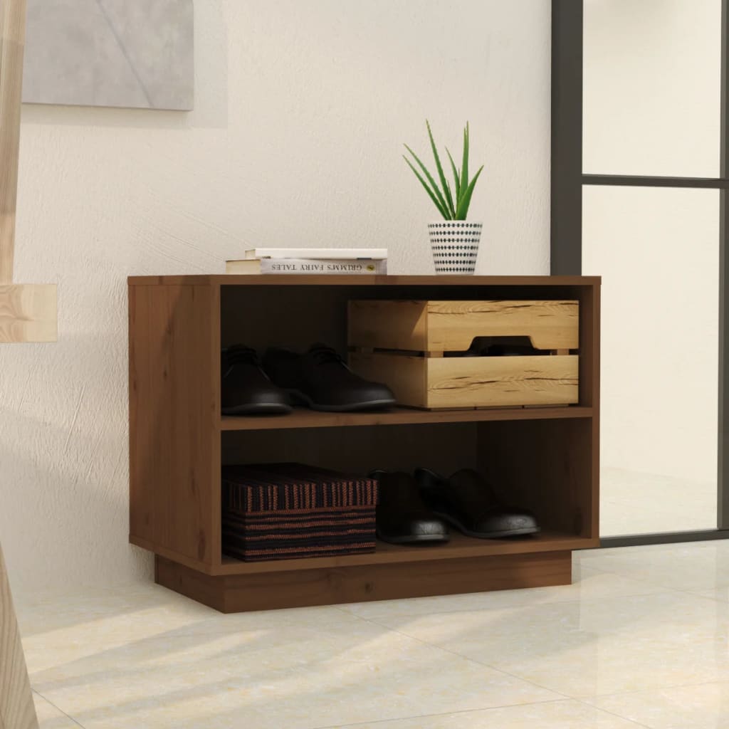 Vidaxl schoenenkast 60x34x45 cm massief groenhout honingbruin