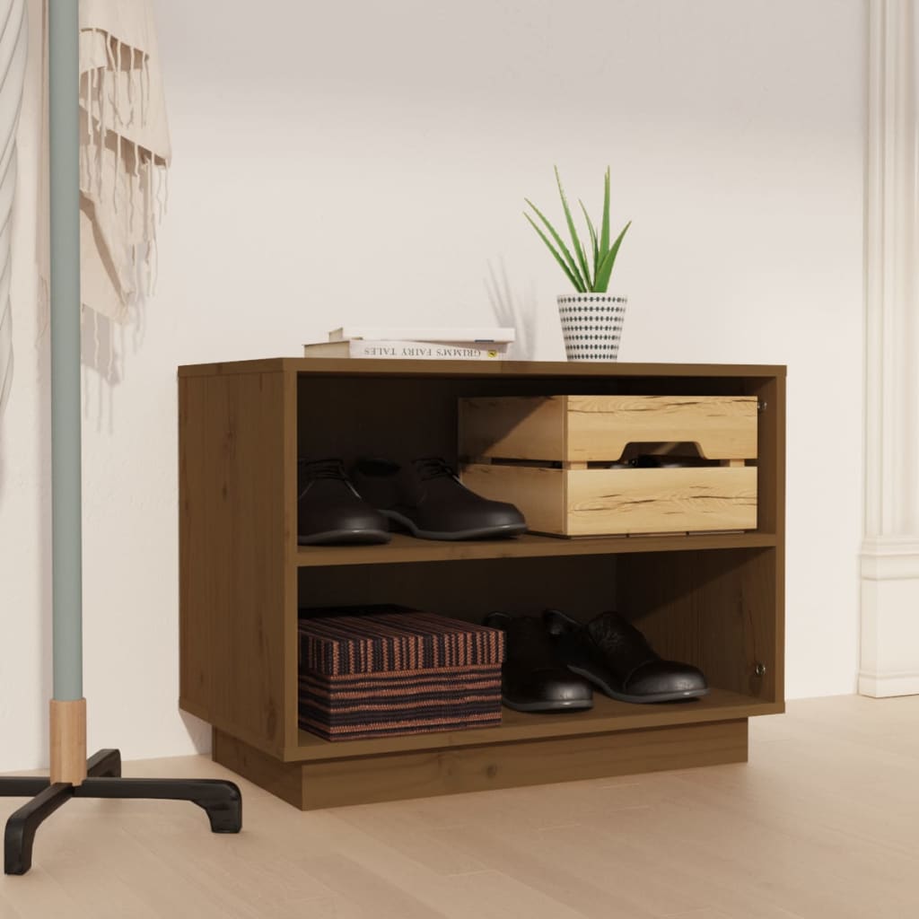 Vidaxl schoenenkast 60x34x45 cm massief groenhout honingbruin