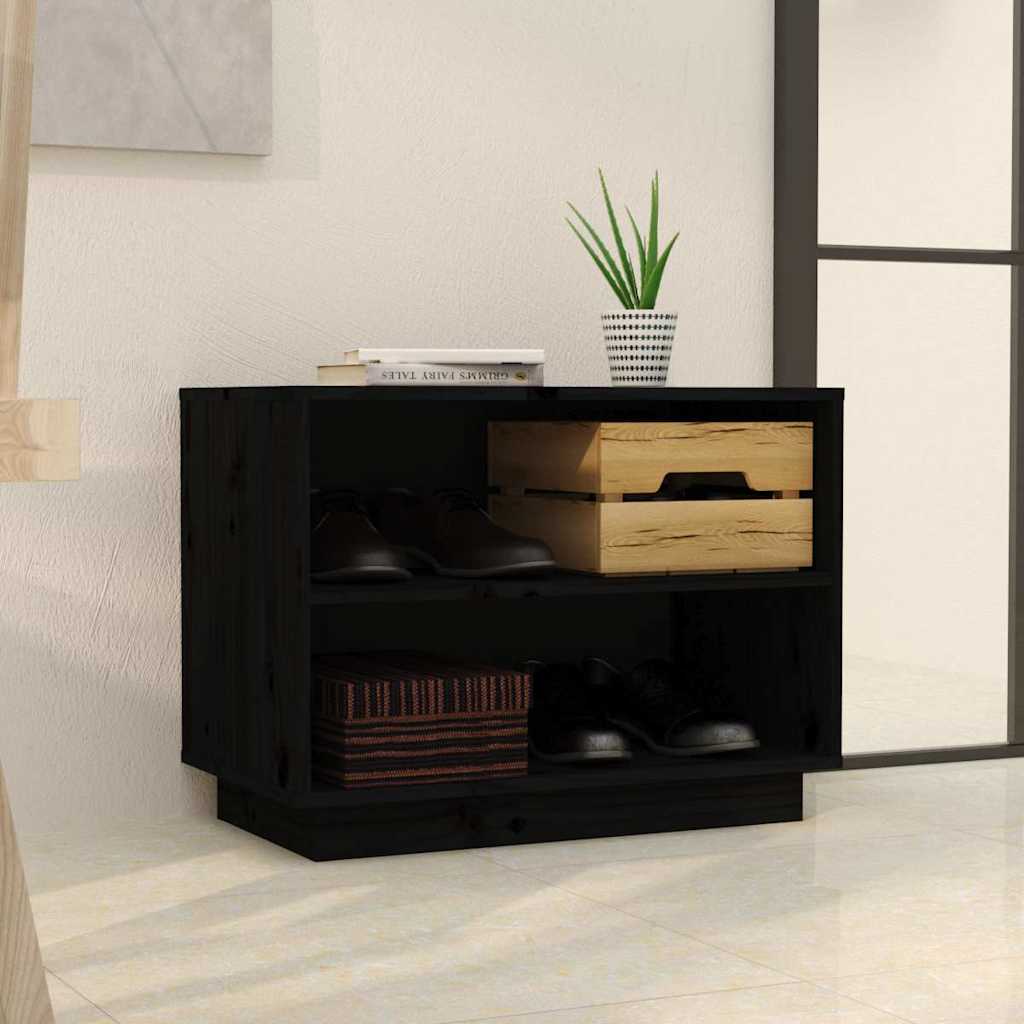Vidaxl schoenenkast 60x34x45 cm massief grenenhout zwart