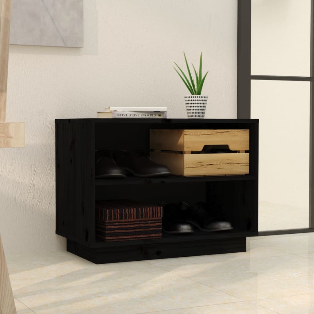 Vidaxl schoenenkast 60x34x45 cm massief groenenhout zwart