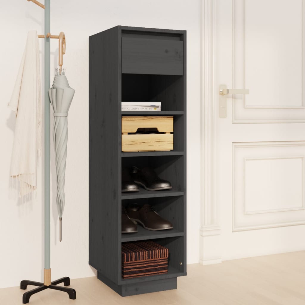 Vidaxl schoenenkast 30x34x105 cm massief groenenhout grijs