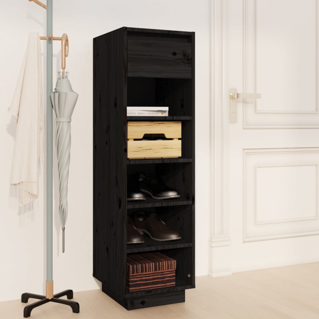 Vidaxl schoenenkast 30x34x105 cm massief groenenhout zwart