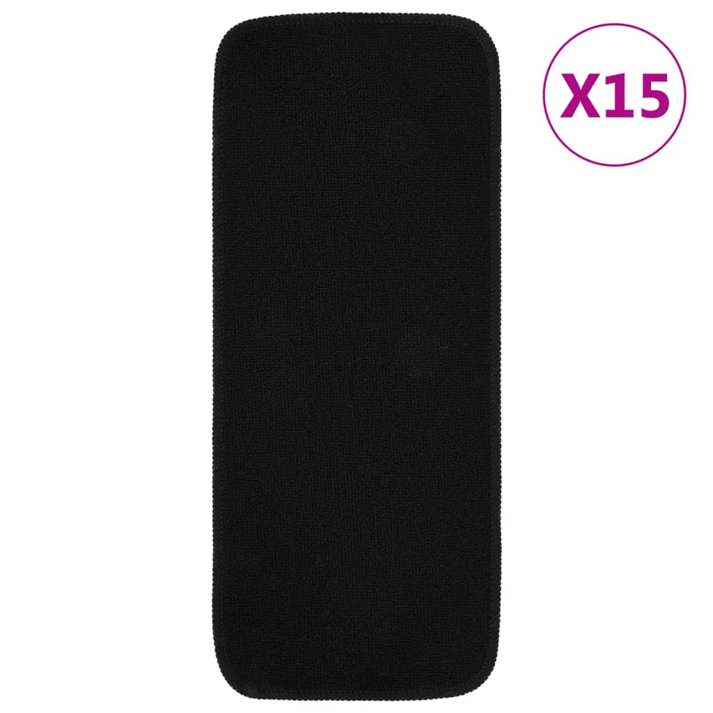 Vidaxl trapmatten 15 st antislip rechthoekig 60x25 cm zwart