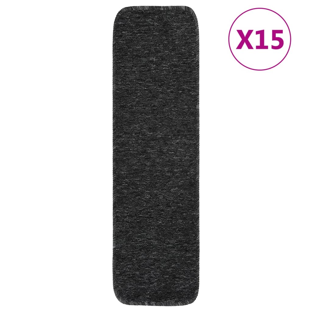 Vidaxl trapmatten 15 st antislip rechthoekig 75x20 cm antracietkleur