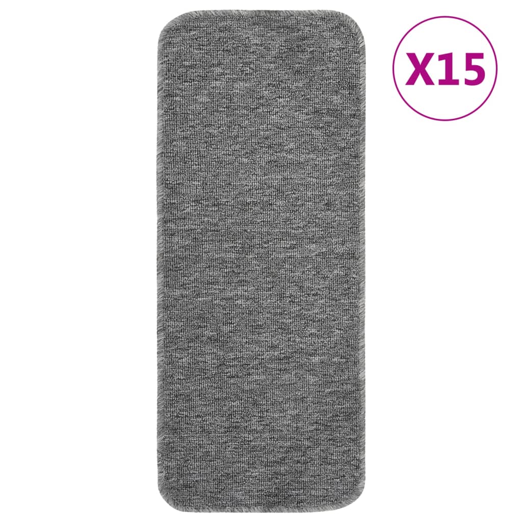 Vidaxl trapmatten 15 st antislip rechthoekig 60x25 cm grijs
