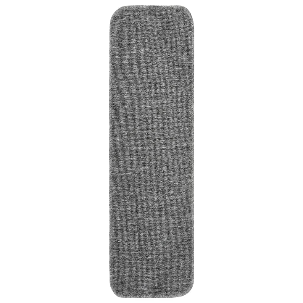 Vidaxl trapmatten 15 st antislip rechthoekig 75x20 cm grijs