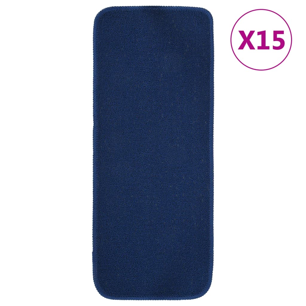 Vidaxl trapmatten 15 st antislip rechthoekig 60x25 cm marineblauw