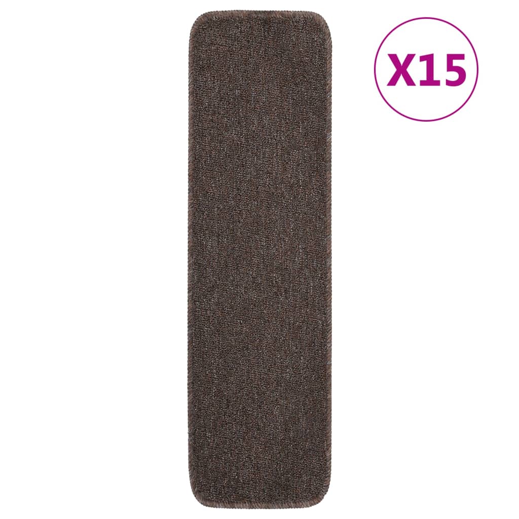 Vidaxl trapmatten 15 st antislip rechthoekig 75x20 cm bruin