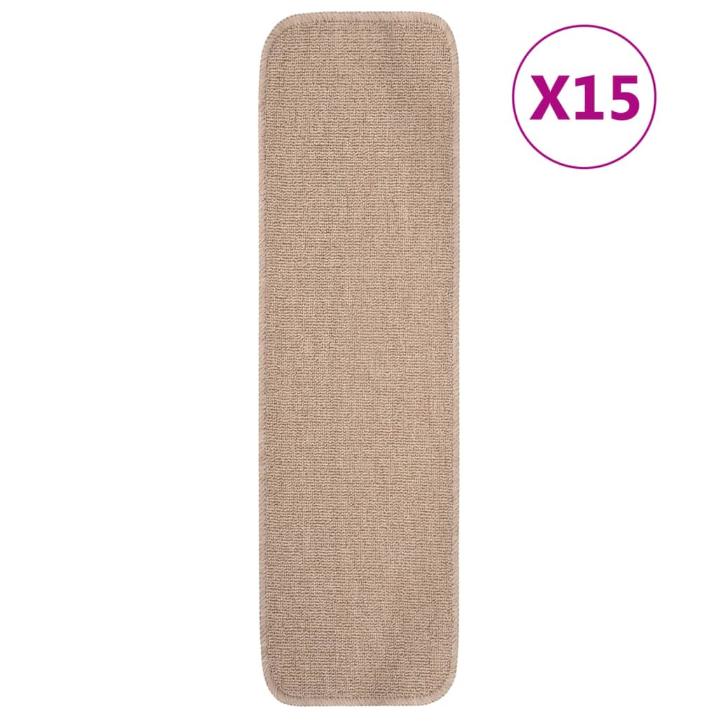Vidaxl trapmatten 15 st antislip rechthoekig 75x20 cm beige