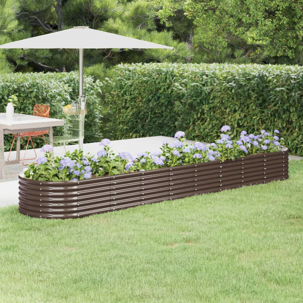 Vidaxl plantenbak 368x80x36 cm gegalvaniseerd staal bruin