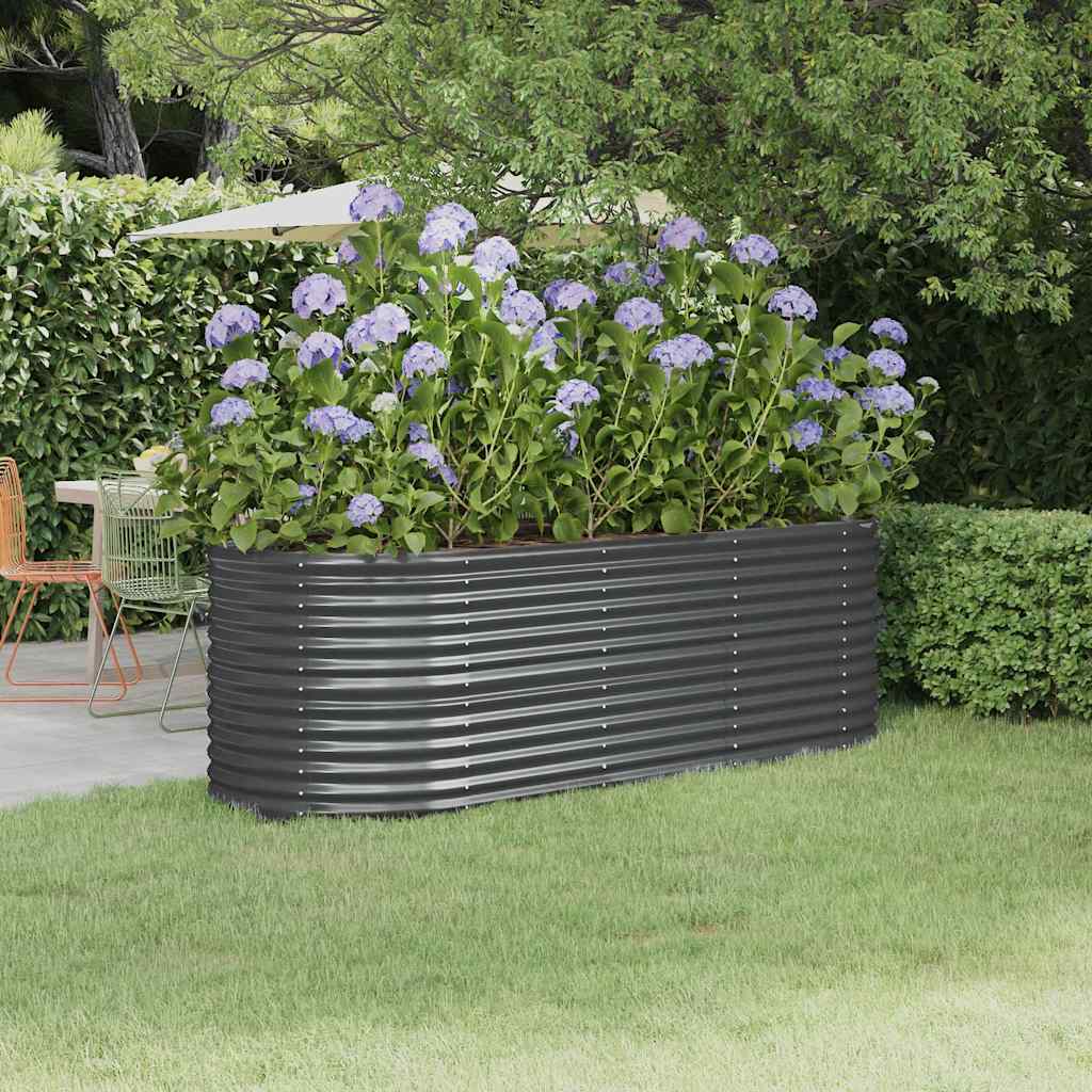 Vidaxl plantenbak 224x80x68 cm gepoedercoat staal antracietkleurig