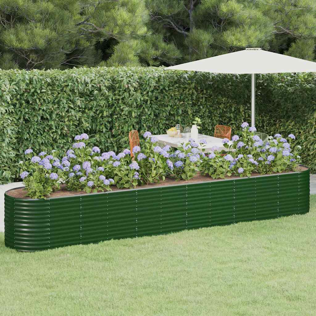 Vidaxl plantenbak 440x80x68 cm gegalvaniseerd staal groen