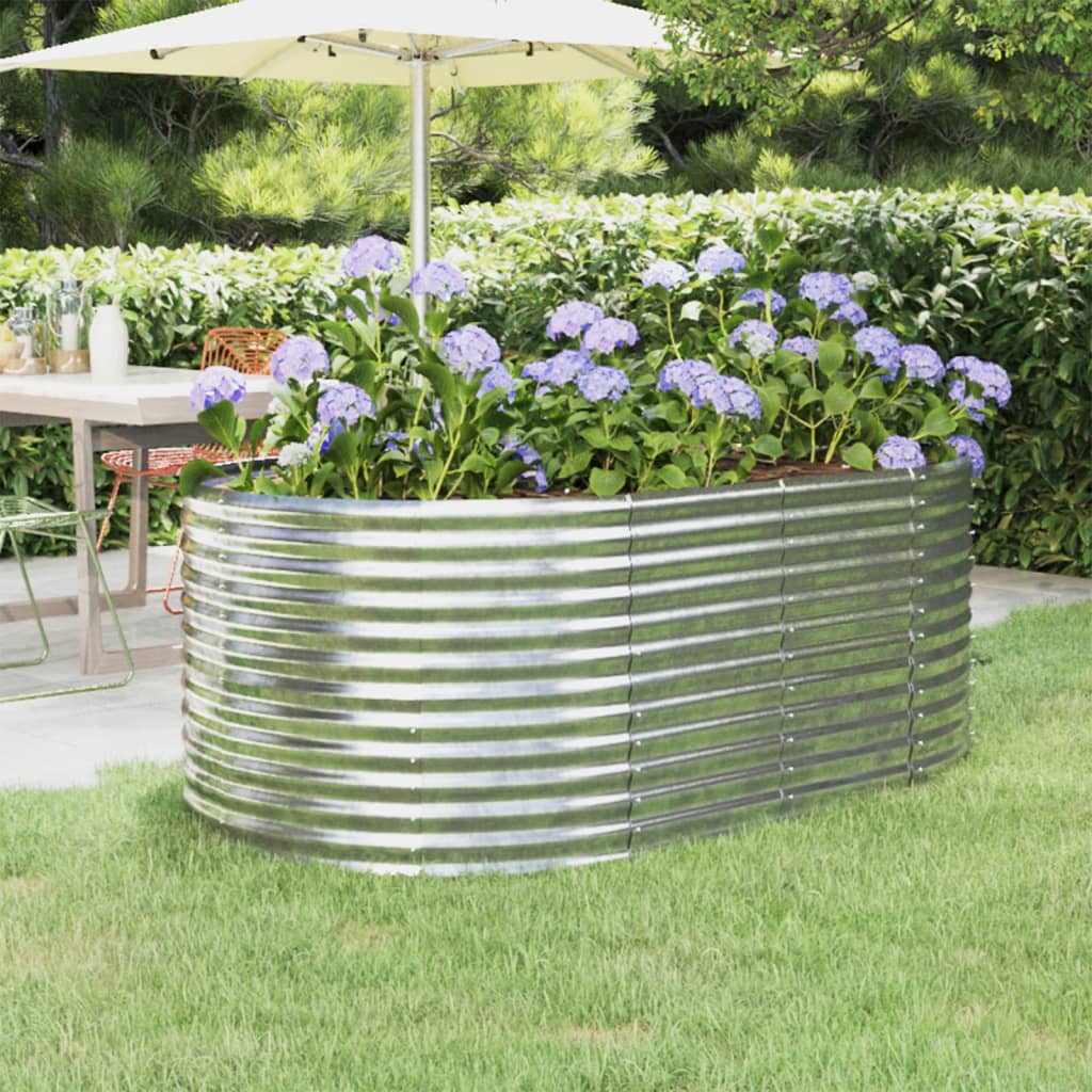 VidaXL Plantenbak 175x100x68 cm gepoedercoat staal zilverkleurig